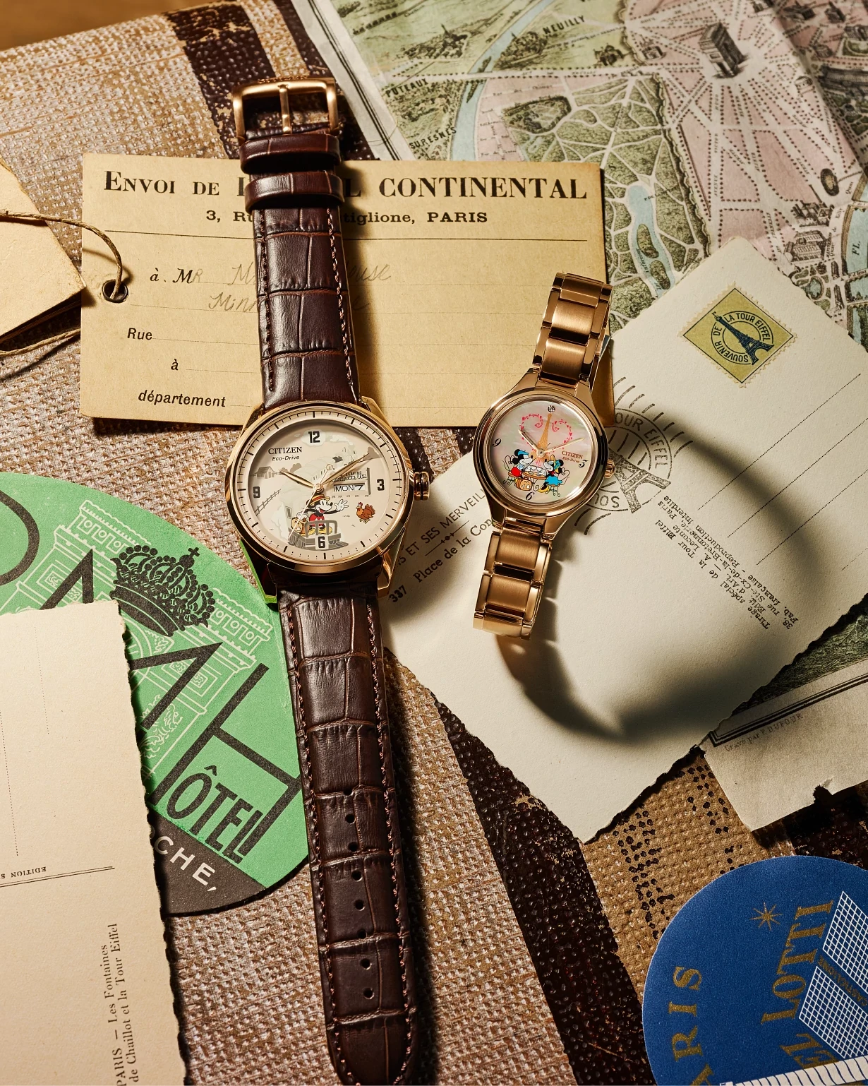 Mickey Mouse & Minnie Mouse Take Paris White Dial Stainless Steel